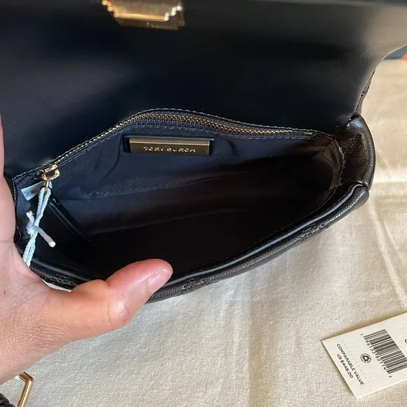 New, authentic tory burch willa crossbody  belt black bag - Picture 7 of 12